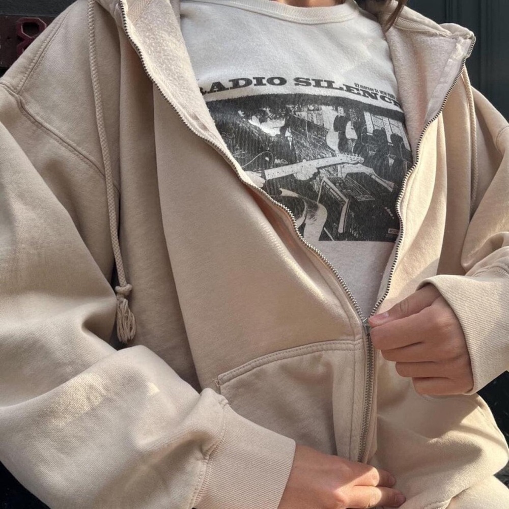 Brandy Melville Beige/tan Zip-Up Hoodie